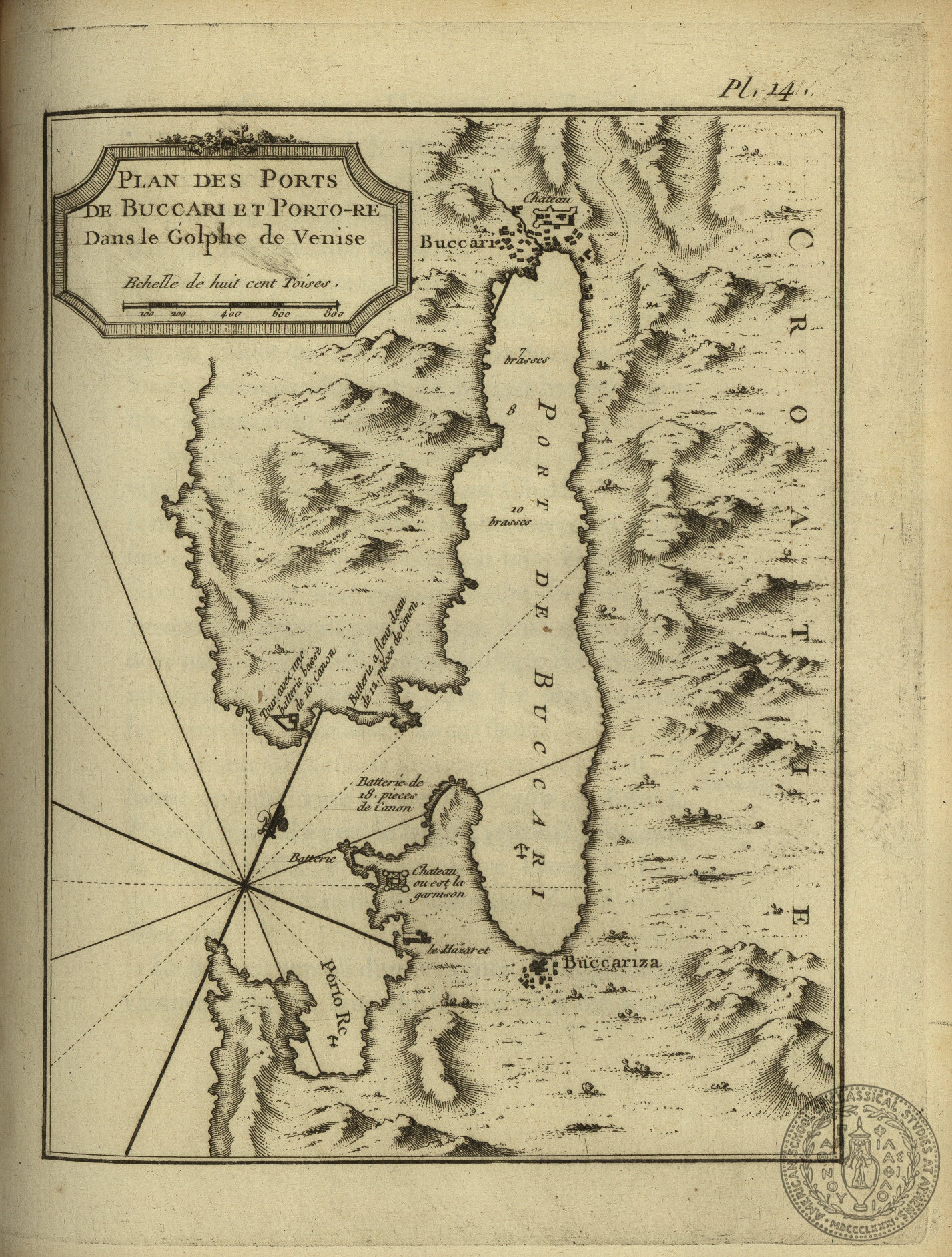 Plan des ports de Buccari et Porto-Re dans le golphe de Venise